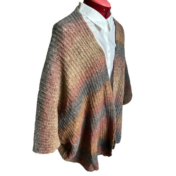Elsamanda Size M/L Wool Alpaca Blend Chunky Knit Open Cardigan Sweater Italian - Picture 2 of 8
